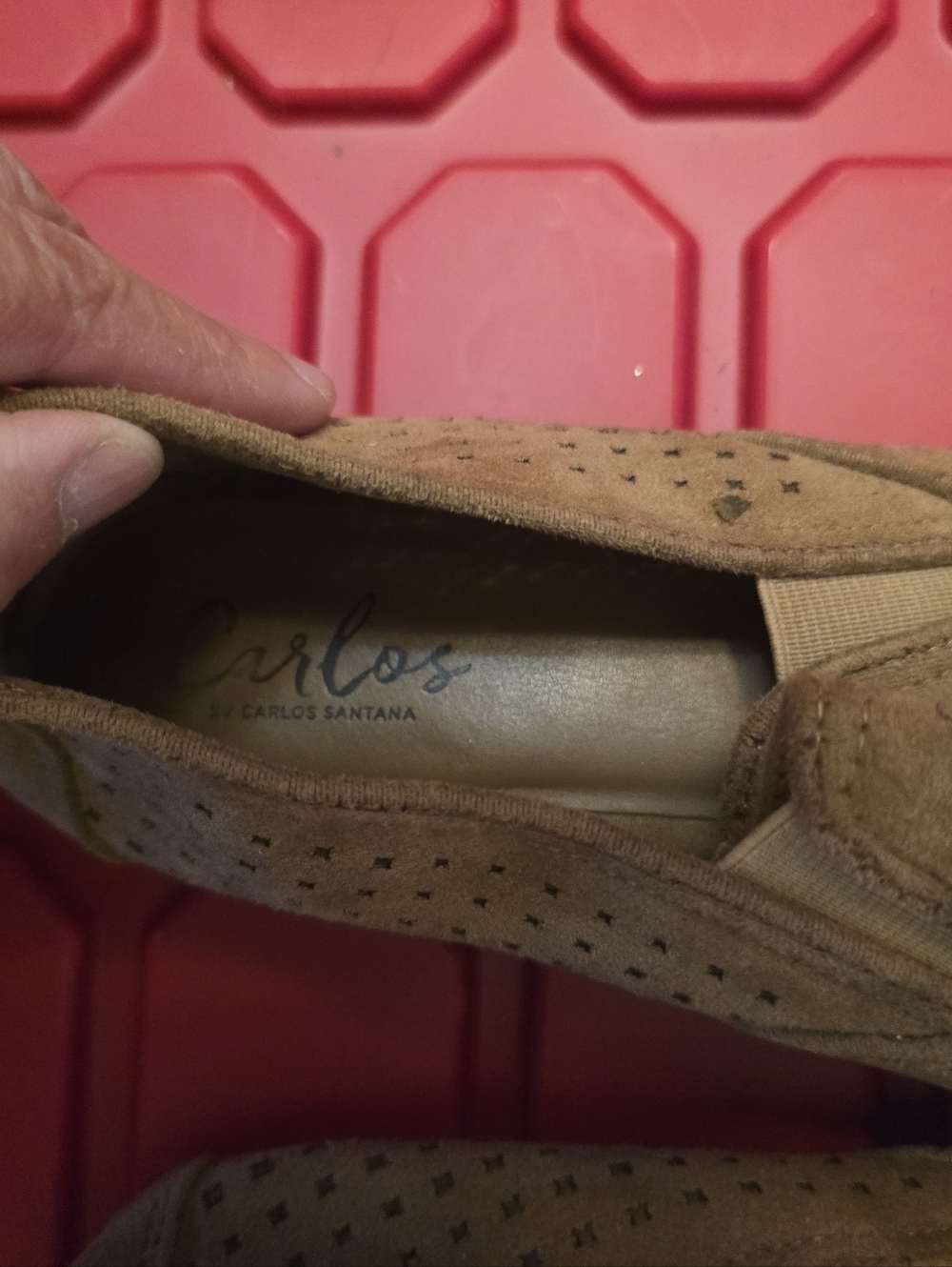 Carlos by Carlos Santana Tan Suede Perforated Slip-Ons - Picture 2 of 4